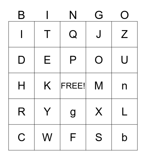 Alphabet Bingo Card