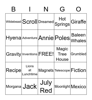 July Red Bingo Card