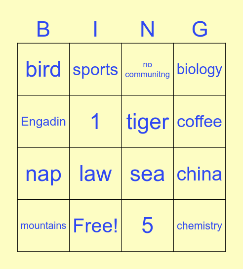 TEAM EXCERSICE Bingo Card