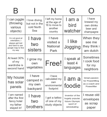 Human Bingo Card