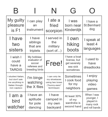 Human Bingo Card