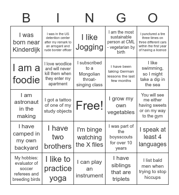 Human Bingo Card