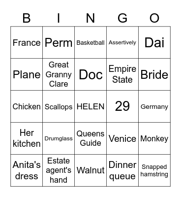 29 29 29 29 Helen 29 29 29 29 Bingo Card