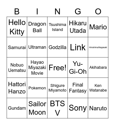 Olympic Bingo Card