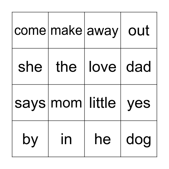 Chase and Charlotte Bingo Card