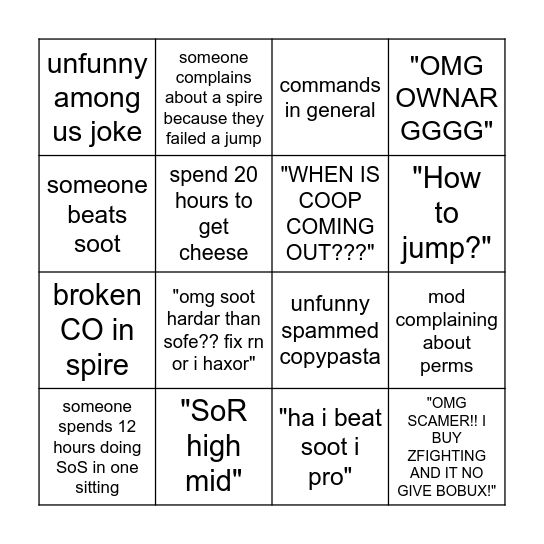 YSoD bingo Card