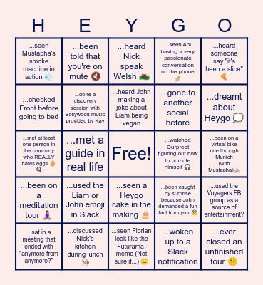 Have you...? Bingo Card