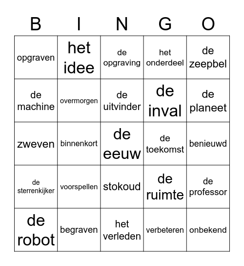 woordenschat blok 8 Bingo Card