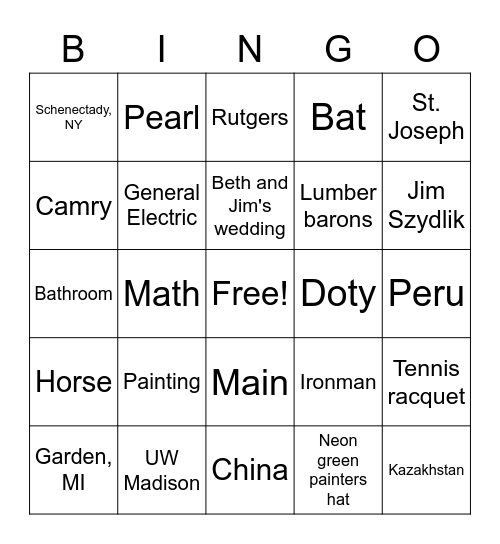 30th Anniversary Bingo Card