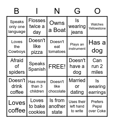 Ice-Breaker Bingo Card