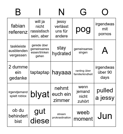Braincell Bingo Card