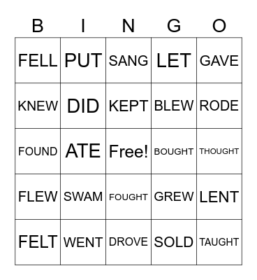 IRREGULAR VERBS Bingo Card