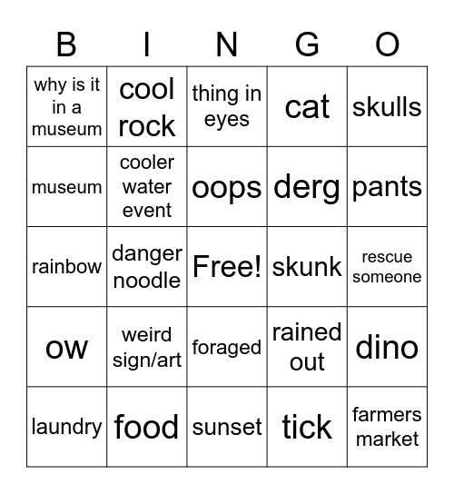 Road Trip Bingo Card