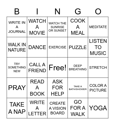 SELF CARE BINGO Card