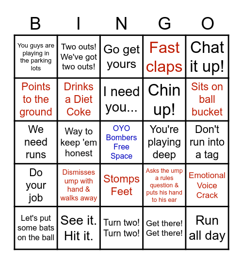 Coach Russellisms Bingo Card