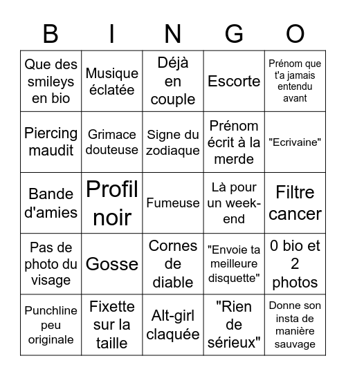 Tindo Bingo Card