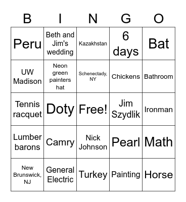 30th Anniversary Bingo Card