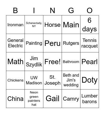 30th Anniversary Bingo Card