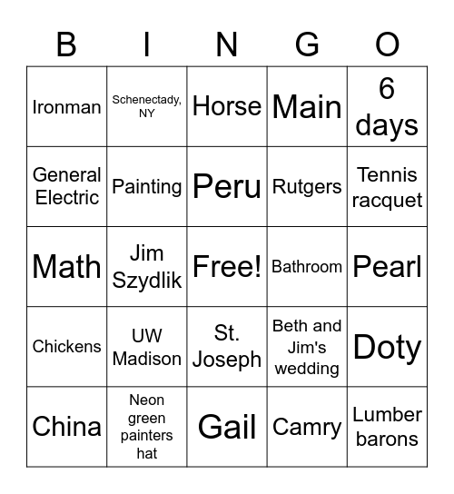 30th Anniversary Bingo Card