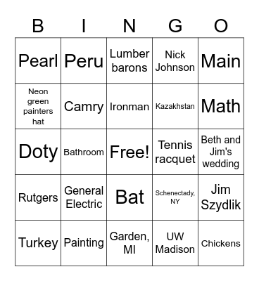 30th Anniversary Bingo Card