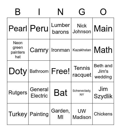 30th Anniversary Bingo Card