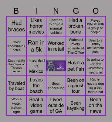 Getting To Know Me! Bingo Card
