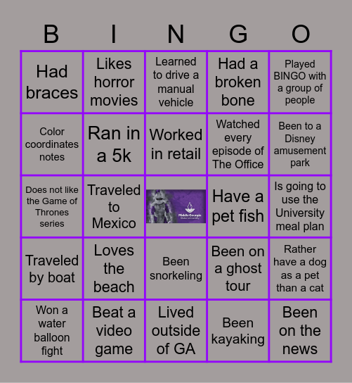 Getting To Know Me! Bingo Card