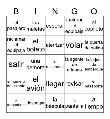 Un vuelo Bingo Card