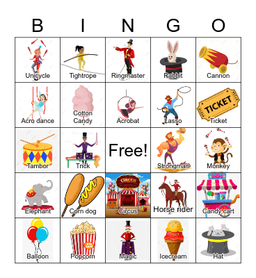 Circus Bingo Card