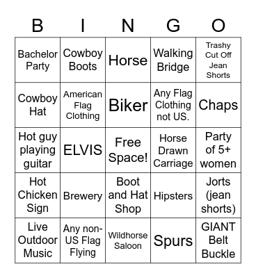 Nashville Bingo Card