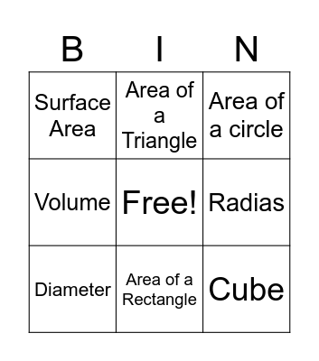 Geometry Bingo Card