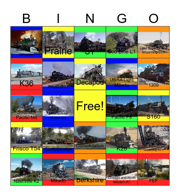 America's Greatest Train Rides Bingo Card