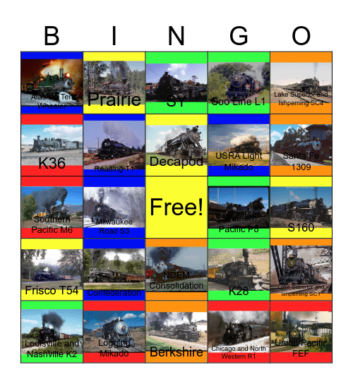 America's Greatest Train Rides Bingo Card