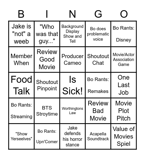 The Drive-In Speakerbox Bingo Card