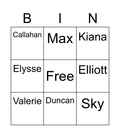 Cat Sweater Bingo Card