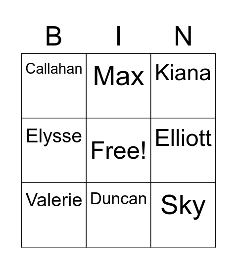 Cat Sweater Bingo Card