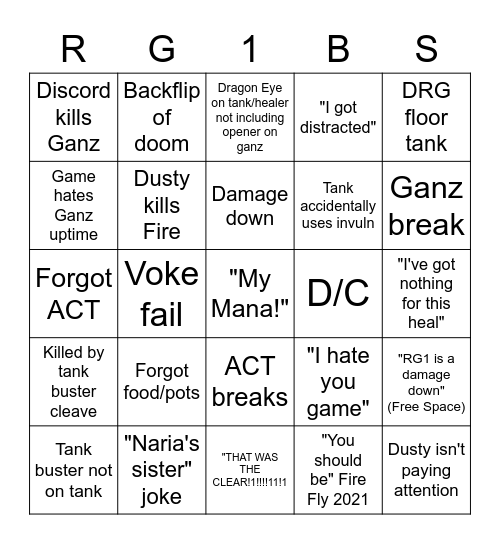 New RG1 BS Bingo Card