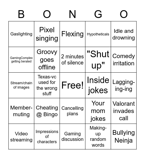 THE BOYS Bingo Card