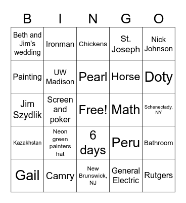 30th Anniversary Bingo Card