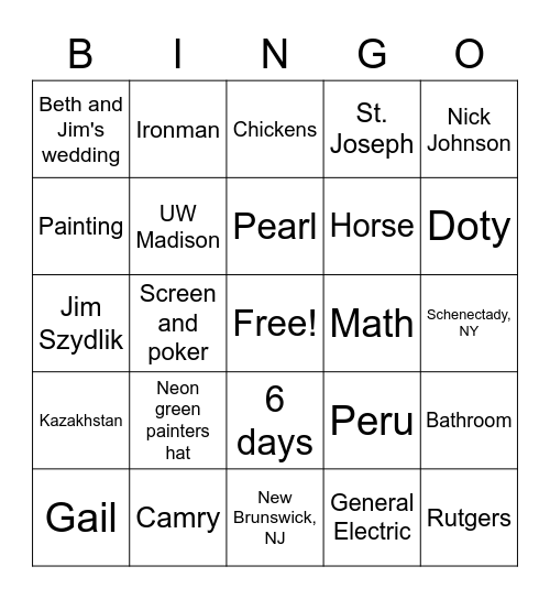 30th Anniversary Bingo Card