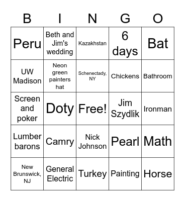 30th Anniversary Bingo Card