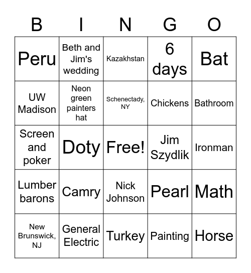 30th Anniversary Bingo Card