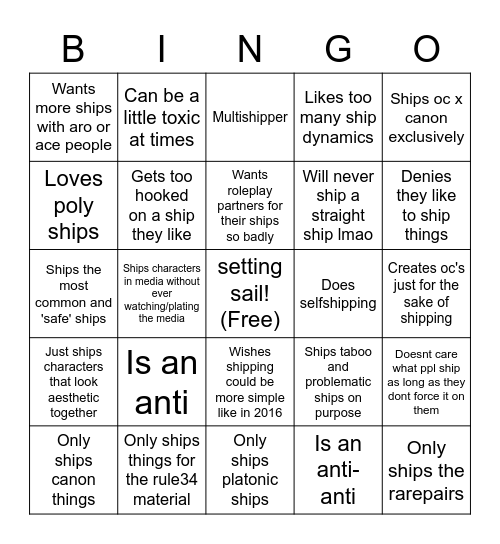 types-of-shippers-bingo-card