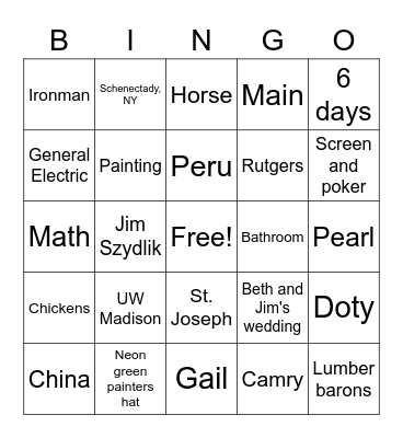 30th Anniversary Bingo Card