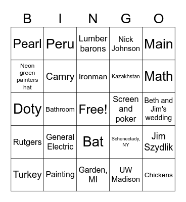 30th Anniversary Bingo Card