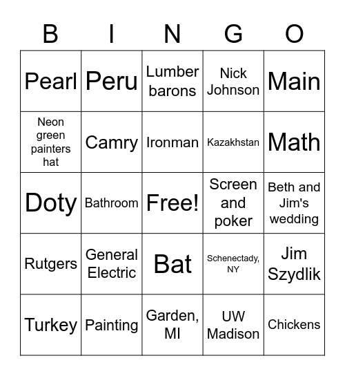 30th Anniversary Bingo Card