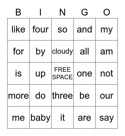 Word Wall Bingo Card