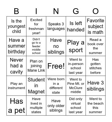 Mustang Way Bingo! Bingo Card