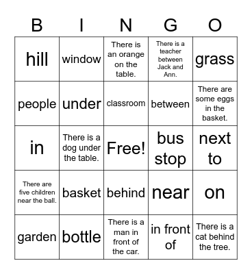 VanThink Grammar 2 Unit 3 Bingo Card