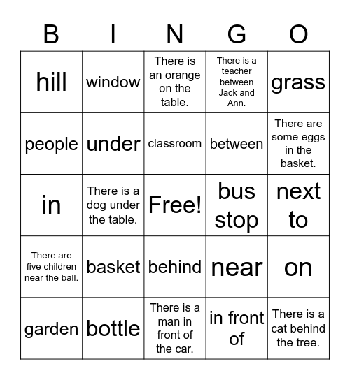 VanThink Grammar 2 Unit 3 Bingo Card